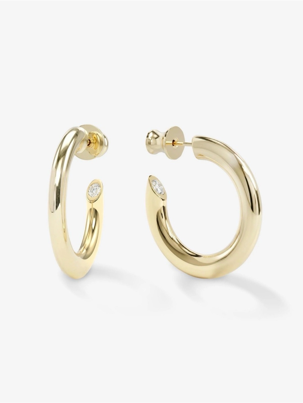 Melinda Maria Beacon Hoops 1"
Gold|White Diamondettes